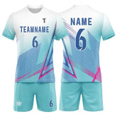 Custom Blue Gradient Stripes Men's Volleyball Jersey Set